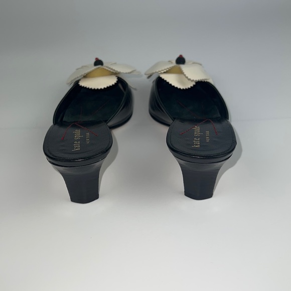 Kate Spade Black and White Heels with Floral Accent - Picture 3 of 11